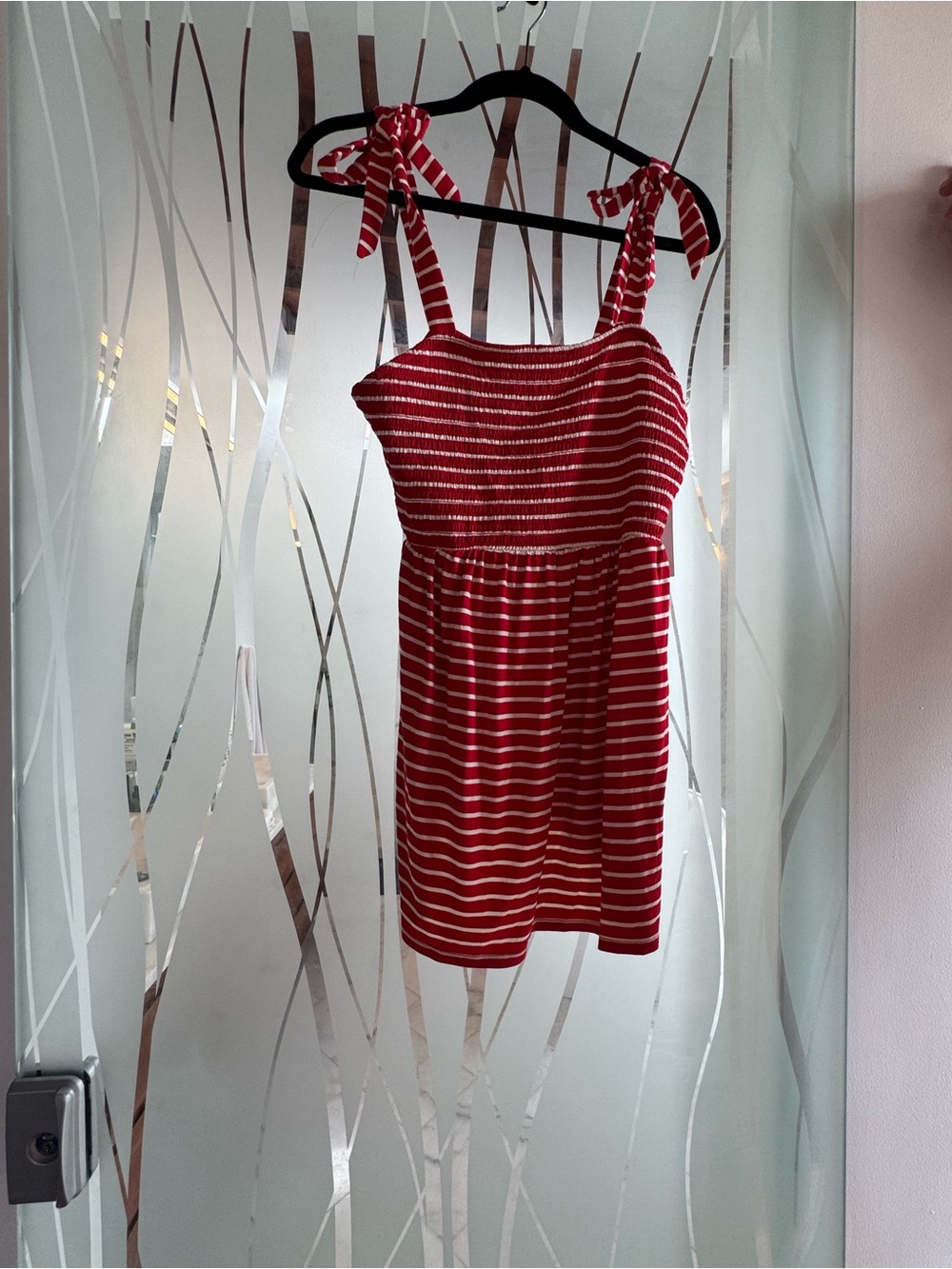 Red Striped Tie-Shoulder Sundress - Women Tops